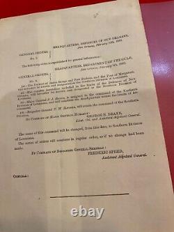 1023 CIVIL War Louisiana Occupation Order Port Hudson Monganza Generals Mention