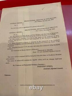 1023 CIVIL War Louisiana Occupation Order Port Hudson Monganza Generals Mention
