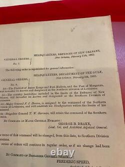 1023 CIVIL War Louisiana Occupation Order Port Hudson Monganza Generals Mention
