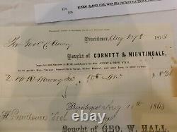 104 Civil War Era Providence Rhode Island Armory. Tool Co 3 Invoices Note Logos
