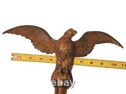 10.5 Rare Gilt Brass Antique Civil War Era Brass Eagle Flag Pole Topper/Finial
