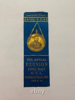 120th Ohio Infantry OVI Regiment 1895 Civil War Reunion Ribbon Ulysses S. Grant