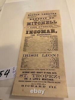 1354 Actress Maggie Mitchell Broadside Booth Tea With/lincoln South Sympathies