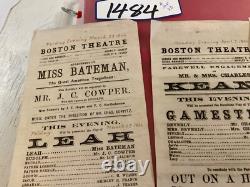 1484 CIVIL War Theater Group Of 3 Broadsides 1866 Boston Theatre Several Plays