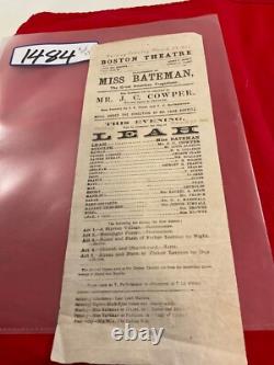 1484 CIVIL War Theater Group Of 3 Broadsides 1866 Boston Theatre Several Plays