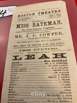 1484 CIVIL War Theater Group Of 3 Broadsides 1866 Boston Theatre Several Plays