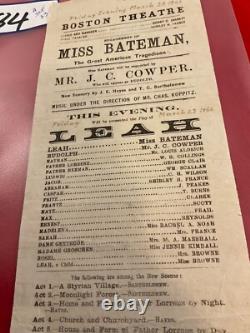 1484 CIVIL War Theater Group Of 3 Broadsides 1866 Boston Theatre Several Plays