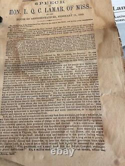 148 SLAVERY SPEECH CIVIL WAR MISSISSIPPI L C LAMAR 1860 IMPRINT 8 Pages sm bio