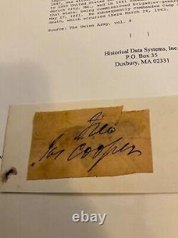 1573 CIVIL War Union Brigadier General James Cooper Signature Shenandoah Camp