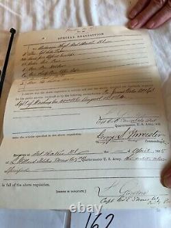 162 CIVIL War Washington Ft Baker Us Army Supplies Sgd Major Geo Worcester 1865