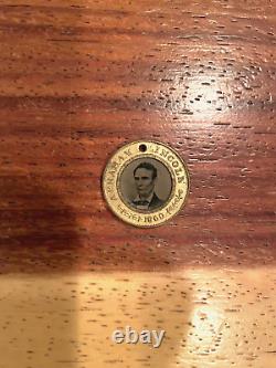 1860 LINCOLN/HAMLIN Presidential Ferrotype Badge LINCOLN'S 1ST ELECT! RARE