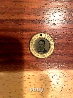 1860 LINCOLN/HAMLIN Presidential Ferrotype Badge LINCOLN'S 1ST ELECT! RARE