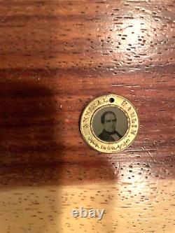 1860 LINCOLN/HAMLIN Presidential Ferrotype Badge LINCOLN'S 1ST ELECT! RARE