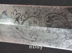 1860's Civil War Era English Dirk w Rare Etched Slogan in Orig Sheath