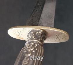 1860's Civil War Era English Dirk w Rare Etched Slogan in Orig Sheath