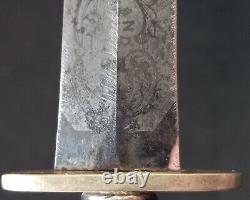 1860's Civil War Era English Dirk w Rare Etched Slogan in Orig Sheath