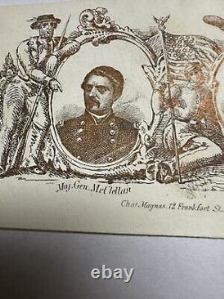 1860's GENERAL McCLELLAN & PRENTISS PATRIOTIC COVER CIVIL WAR Magnus New York