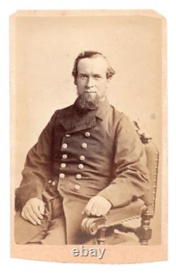 1860s BOSTON Civil War Man ID Military Uniform Goatee Revenue Stamp CDV WHIPPLE