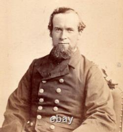 1860s BOSTON Civil War Man ID Military Uniform Goatee Revenue Stamp CDV WHIPPLE