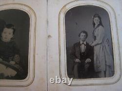 1860s CIVIL WAR ERA PHOTO ALBUM. 46 IMAGES. TINTYPES/CDV'S