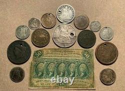 1861 1863 1864 Civil War Era Type Coins Seated Culls Holed Lot 3 Cent Silver Dug