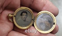 1861-1865 CIVIL War Locket Confederate Soldier Double Sided Lock Of Hair
