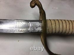 1861 -1865 USN Civil War Sword M1852 W. Clauberg Solingen Germany