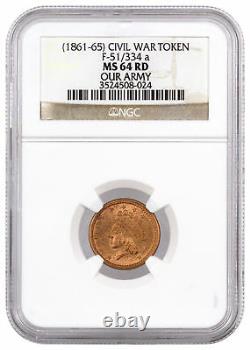 (1861-1865) United States Our Army Civil War Token NGC MS64 RD Story Vt
