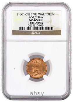 (1861-1865) United States Our Army Civil War Token NGC MS65 RD In Story Vault