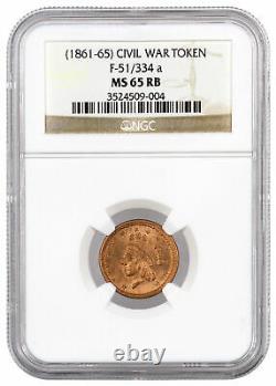 1861-65 Civil War Token F-51/334 a Our Army NGC MS65 RB