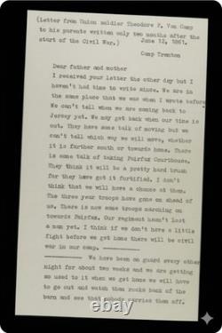1861 Civil War Letter Theodore Van Camp, 15th NJ Wounded & Andersonville POW