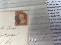 1861 Civil War Soldier Letter To Wife American Flag Stationary, Stamped Envelop