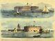 = 1861 FORT SUMTER & CASTLE PICKNEY US Civil War Hand Tinted Poster FRANK LESLIE