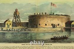 = 1861 FORT SUMTER & CASTLE PICKNEY US Civil War Hand Tinted Poster FRANK LESLIE