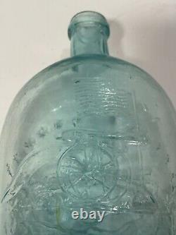 1861 F A & Co Union Historical Flask Civil War Cannon Flag Cannonballs Pint Aqua