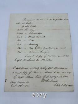 1862 Civil War Camp Douglas IL Provision List Prisoners of War Document