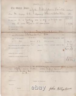1862 Civil War Pay Voucher Pvt. John Diloplane Co. K 63rd Illinois Volunteers