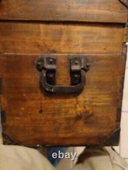 1862 trunk First aid Medicine chest with Original Robin Egg Paint On the inside