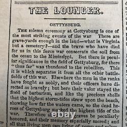 1863 CIVIL WAR newspaper LINCOLNS GETTYSBURG ADDRESS Nast Thanksgiving Poster
