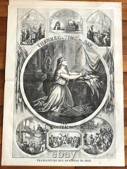 1863 CIVIL WAR newspaper LINCOLNS GETTYSBURG ADDRESS Nast Thanksgiving Poster