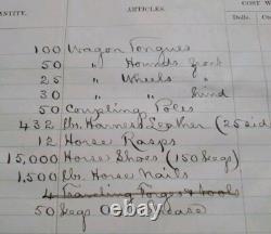 1863 Civil War Transfer of Horse Wagon Supplies Incl 15,000 Horseshoes RARE