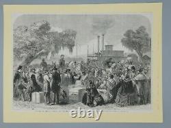 1863 original Civil War Engraving Arrival of Federal Steamer at Madisonville