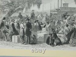 1863 original Civil War Engraving Arrival of Federal Steamer at Madisonville