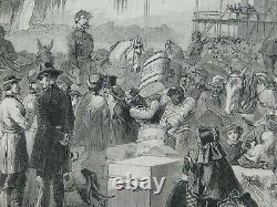 1863 original Civil War Engraving Arrival of Federal Steamer at Madisonville