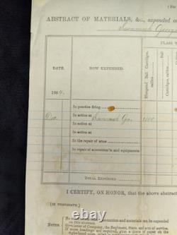 1864 CIVIL WAR Abstract Of Materials, 4th Quarter, SAVANNAH GA