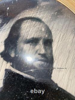 1864 Civil War Full Plate Ambrotype Of Captain With Original Wooden Frame 8.5