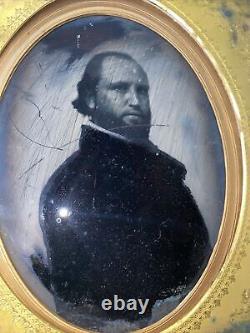 1864 Civil War Full Plate Ambrotype Of Captain With Original Wooden Frame 8.5