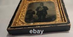 1864 Civil War Uniformed Regimental Union Bugler Tintype Photograph 2 x 2.5