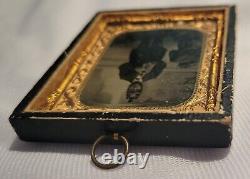 1864 Civil War Uniformed Regimental Union Bugler Tintype Photograph 2 x 2.5