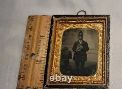 1864 Civil War Uniformed Regimental Union Bugler Tintype Photograph 2 x 2.5